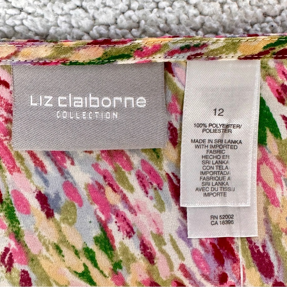 Liz Claiborne Sleeveless Blouse Tank Top Country Garden Multicolor Size 12 - Picture 5 of 6